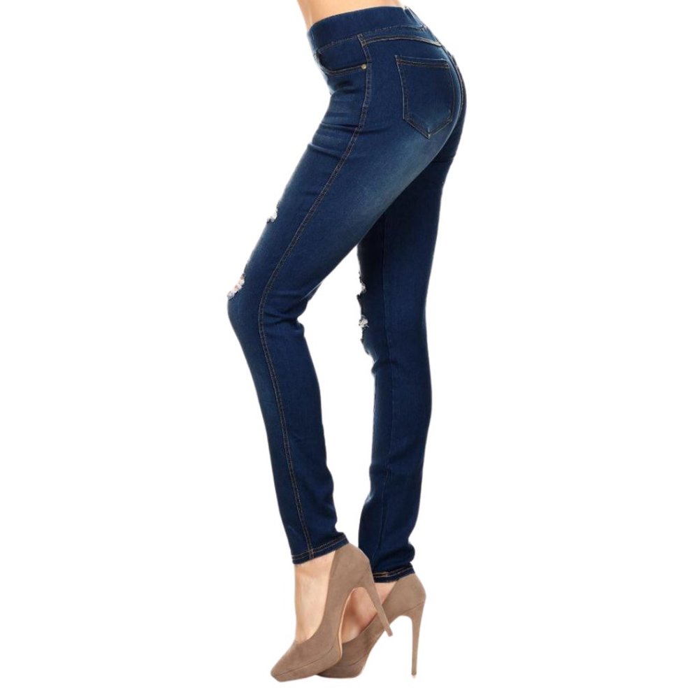 *HP* Classic Denim Distressed Jeggings -Dark Blue - Picture 2 of 4